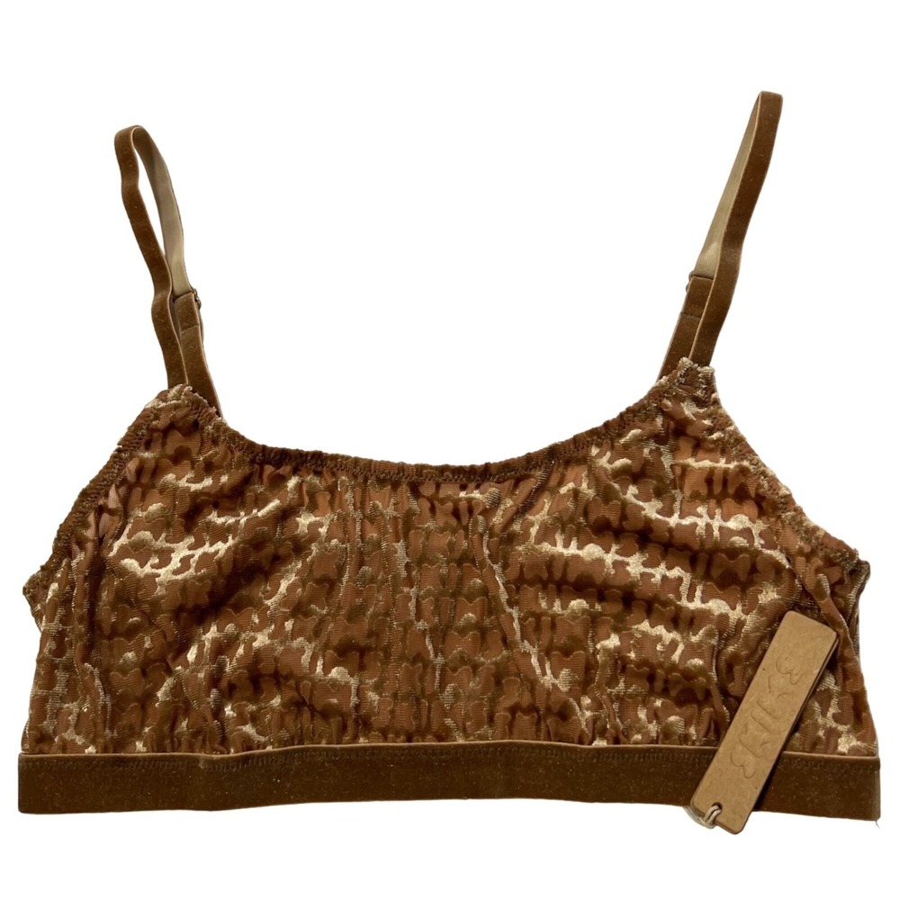 SKIMS Velvet Logo Scoop Bralette Chai Small